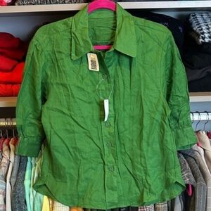 Linen 3/4 Sleeve Button-Up